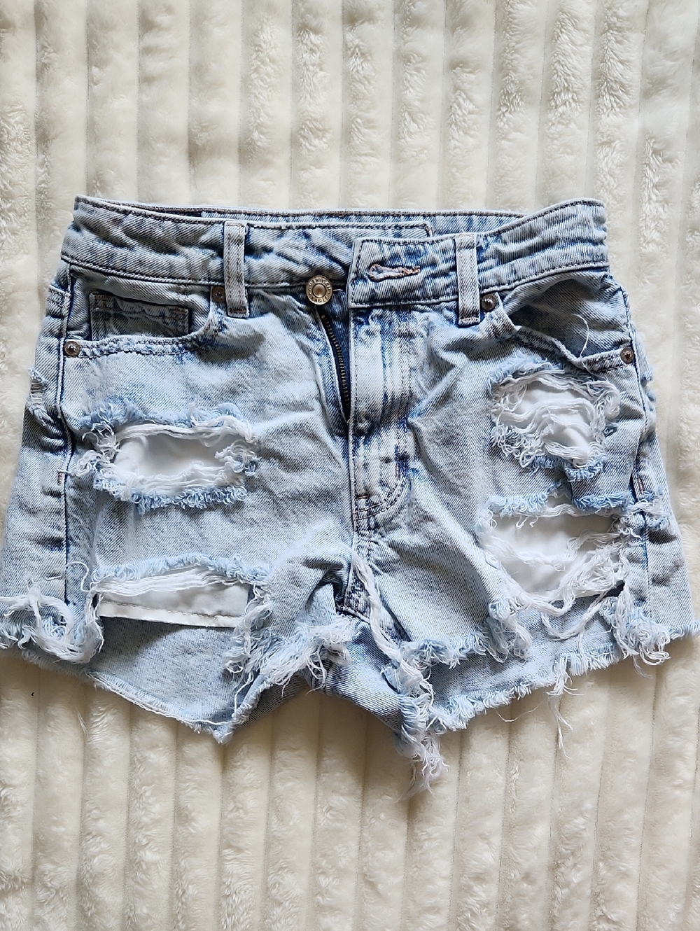 American Eagle Outfitters Light Blue Distressed Denim Cutoff Shorts